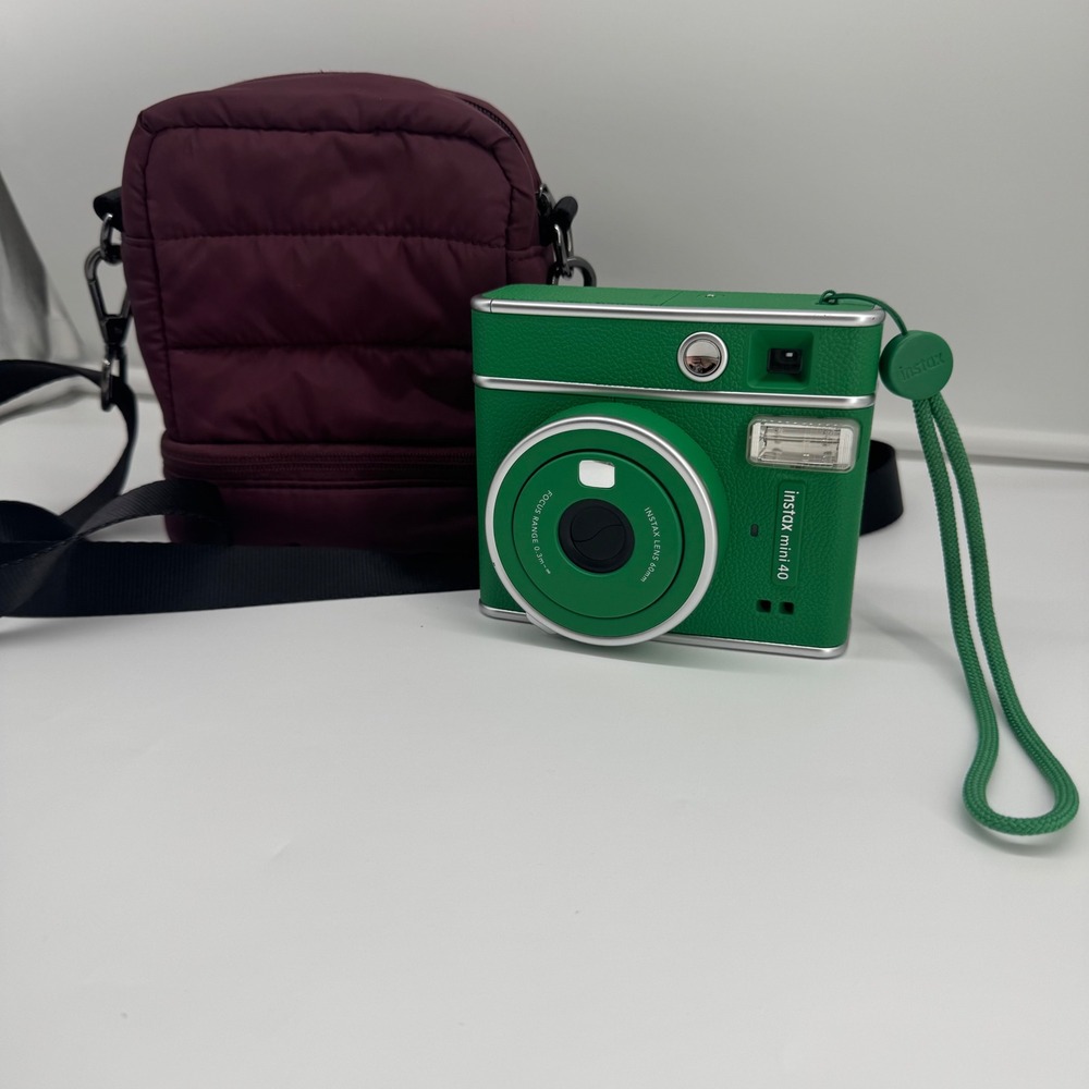* Rare Green Fujifilm Instax Mini 40 Instant Camera Bundle with Crossbody Case
